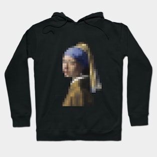 Vermeer Girl with a Pearl Earring - Pixel Art Hoodie